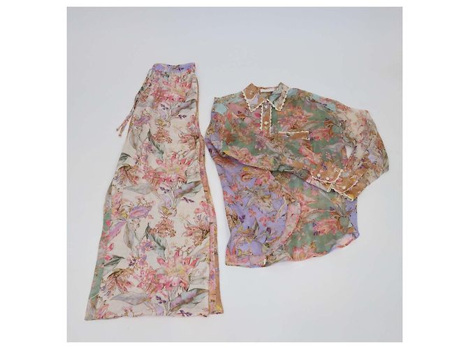 Completo Camicia e Pantaloni in Ramie con Stampa Floreale Cira Multicolor Zimmermann Multicolore - vista 2