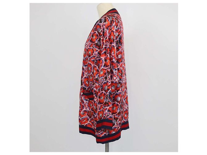 Conjunto de Top y Cárdigan Gucci de seda roja con estampado floral de amapolas - vista 2