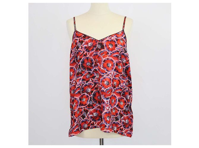 Conjunto de Top y Cárdigan Gucci de seda roja con estampado floral de amapolas - vista 4