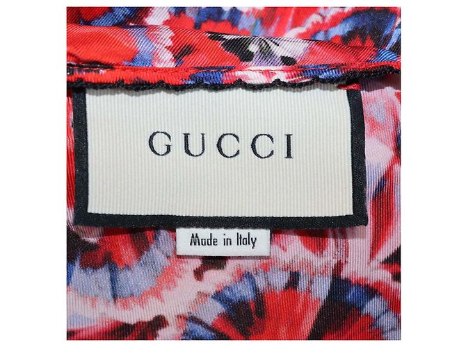 Conjunto de Top y Cárdigan Gucci de seda roja con estampado floral de amapolas - vista 6