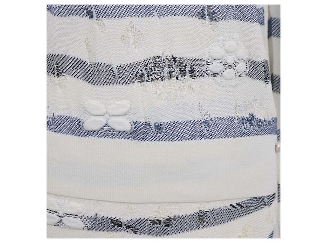 Conjunto de camisola e mini saia em viscose misturada com riscas e efeito crochet Chanel White/Blue Branco Azul - vista 4