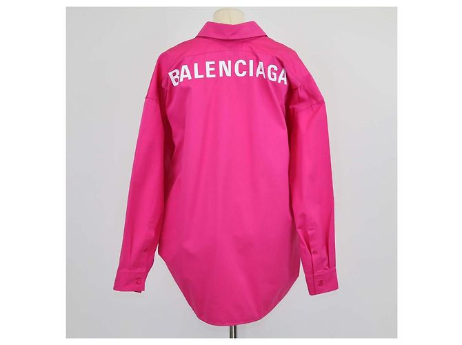 Camisa Swing Balenciaga de algodón fucsia con logo Rosa - vista 3