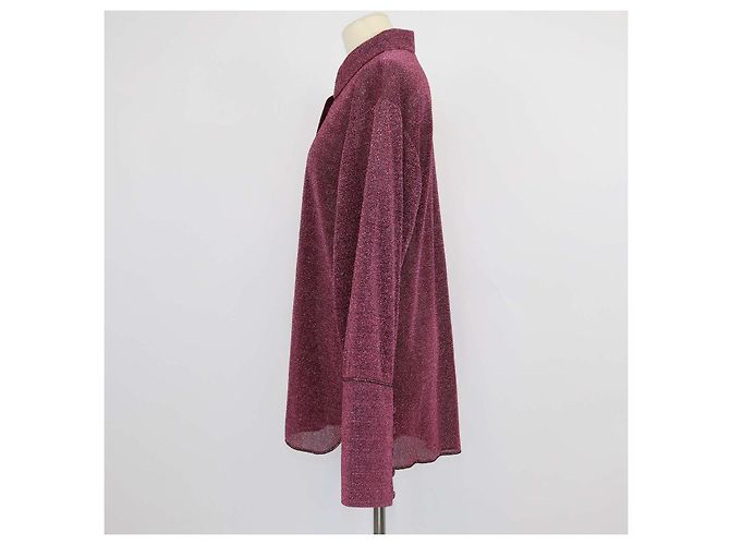 Autre Marque Oseree Lumiere Bluse aus rosa metallisiertem Polyamid Pink - Ansicht 2