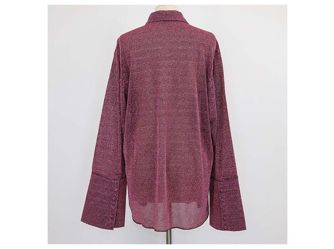 Autre Marque Oseree Lumiere Bluse aus rosa metallisiertem Polyamid Pink - Ansicht 3