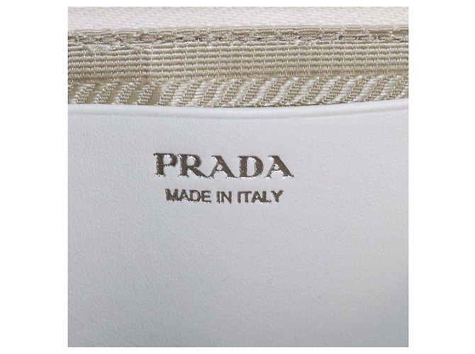 Borsa a tracolla Mini Double Triangle Prada in pelle Saffiano bianca Bianco - vista 6