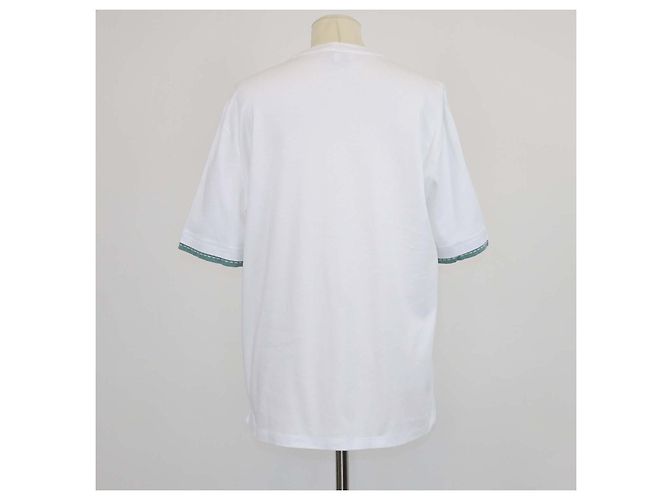 Hermès T-shirt a maniche corte Hermes in piqué di cotone bianco Sellier - vista 3