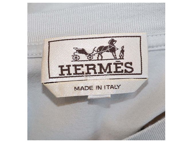 Hermès T-Shirt Hermes Light Grey Cotton Etrier en Fragments - vista 5
