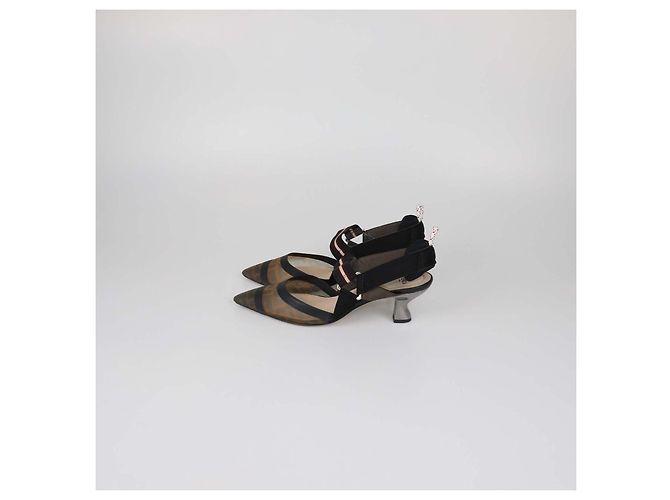 Décolleté Slingback Colibri in mesh Zucca Nero/Marrone Fendi Multicolore - vista 4