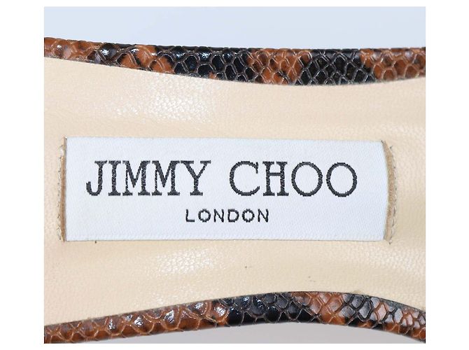 Jimmy Choo Brown/Black Python Embossed Leather Stacey Mules - view 6
