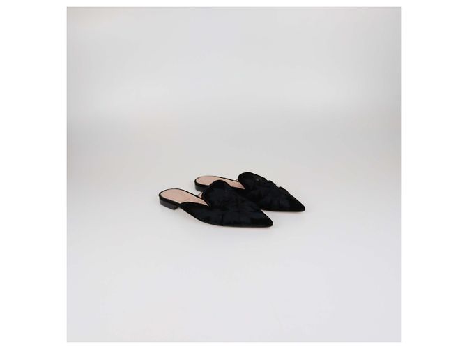 Mules basse Mia in velluto nero ricamato Alberta Ferretti - vista 2