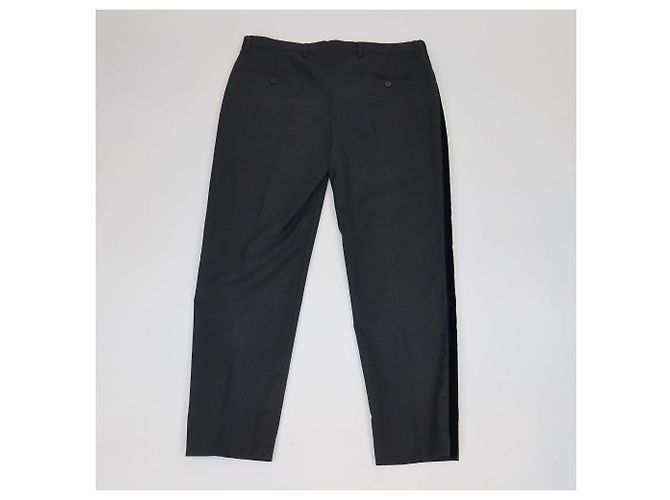 Prada Dark Grey/Blue Wool Velvet Trimmed Pants - view 2