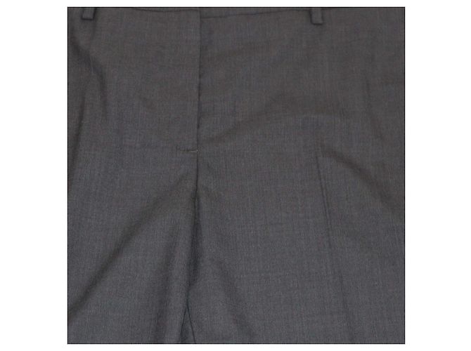 Prada Dark Grey/Blue Wool Velvet Trimmed Pants - view 4