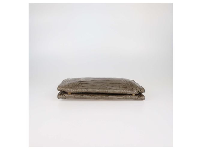 Pouch con zip Prada in alligator verde oliva - vista 4