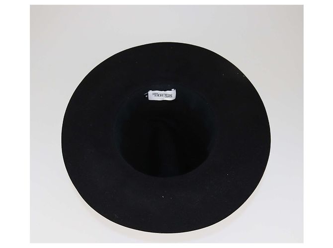Cappello Fedora Maison Michel in feltro di lana nero con nastro in mohair e logo - vista 5