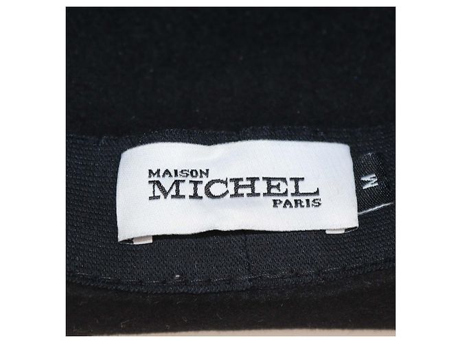 Cappello Fedora Maison Michel in feltro di lana nero con nastro in mohair e logo - vista 6