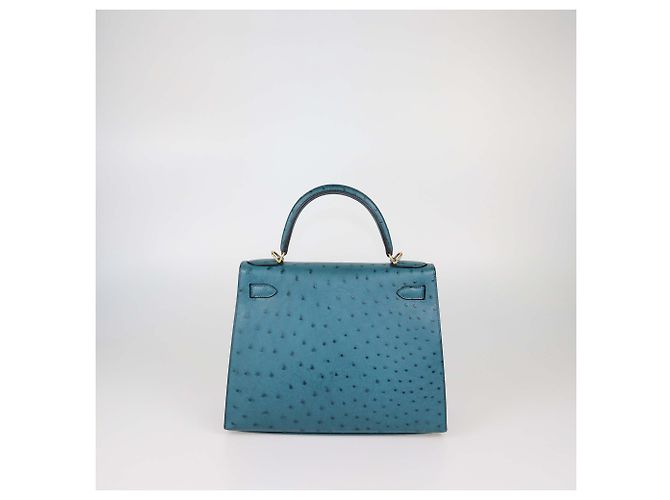 Hermès Borsa Kelly Sellier 28 Hermes Bleu Roi in Struzzo con Hardware Gold - vista 3