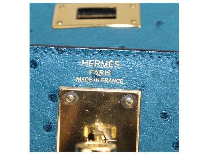Hermès Borsa Kelly Sellier 28 Hermes Bleu Roi in Struzzo con Hardware Gold - vista 5