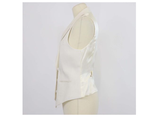 Fendi Off White Linen Silk Blend Double Breasted Vest Eggshell - view 2