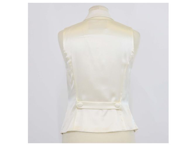 Fendi Off White Linen Silk Blend Double Breasted Vest Eggshell - view 3