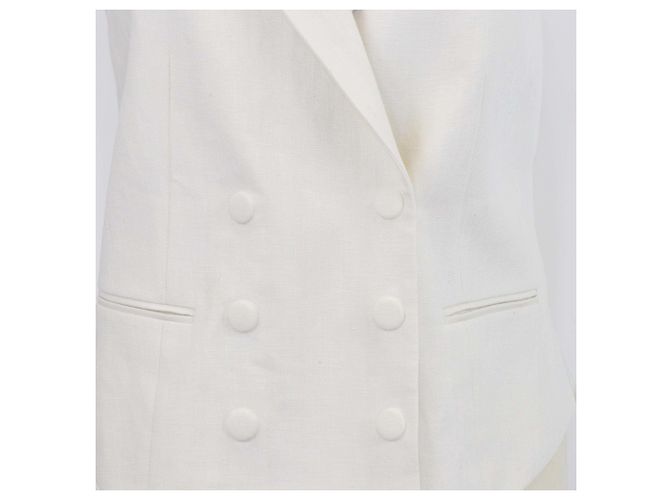 Fendi Off White Linen Silk Blend Double Breasted Vest Eggshell - view 4