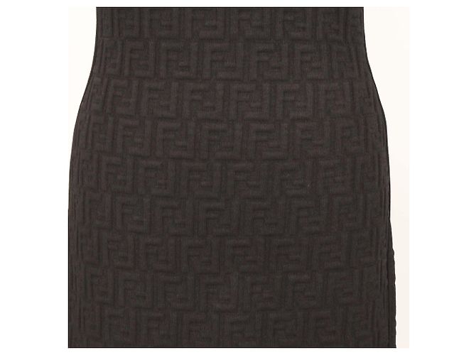 Fendi Black FF Zucca Monogram Sleeveless Midi Dress - view 4