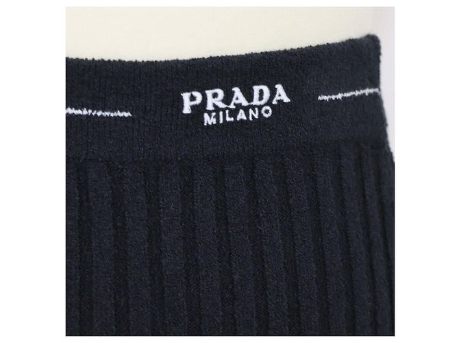 Prada Midirock aus Baumwollmisch-Strick mit besticktem Logo - Ansicht 5