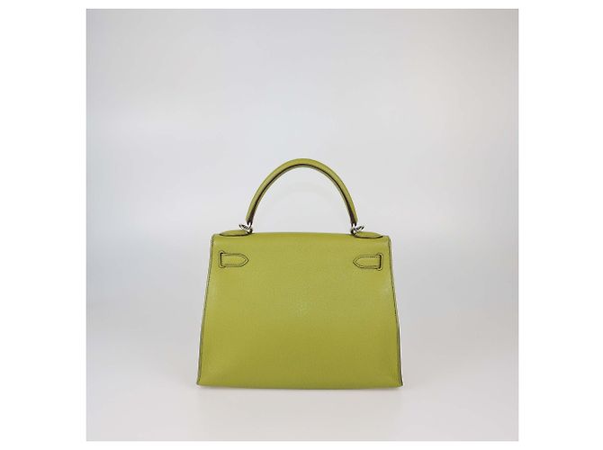 Hermès Borsa Kelly Sellier 28 Hermes in pelle Chevre Mysore Vert Anise con hardware Palladium - vista 3
