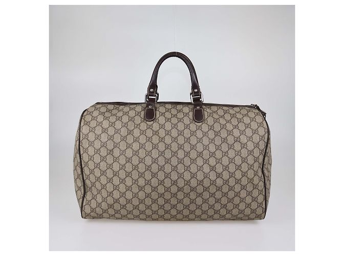 Borsa Duffle Gucci in Tela GG Supreme Marrone Scuro/Beige - vista 3