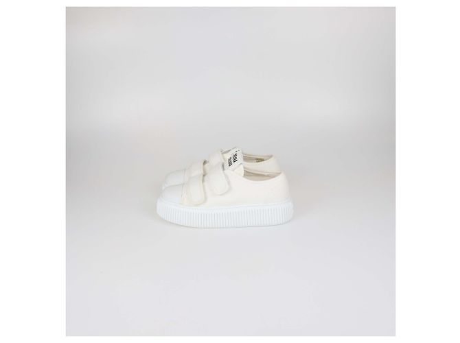 Sneakers basse con platform in denim bianco Miu Miu - vista 4