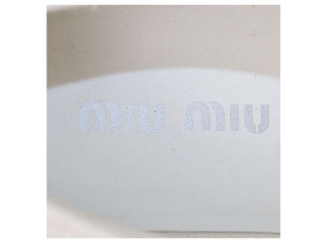 Sneakers basse con platform in denim bianco Miu Miu - vista 6
