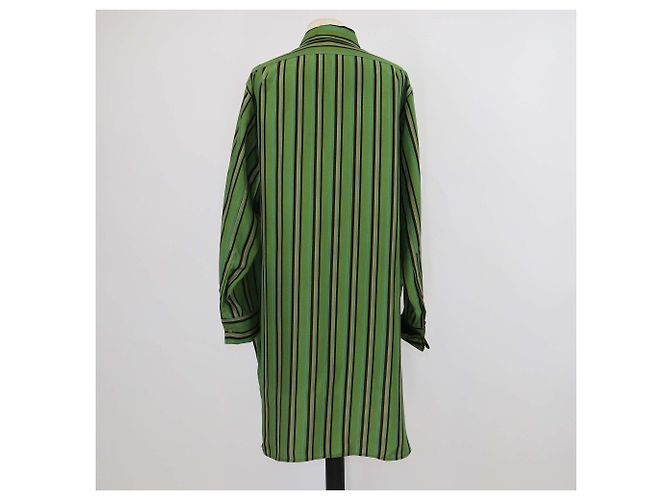 Camicia lunga in seta a righe verde Loewe - vista 3
