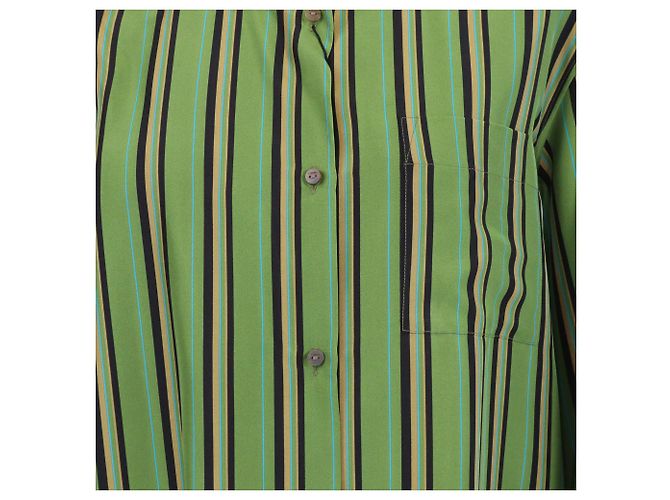 Camicia lunga in seta a righe verde Loewe - vista 4