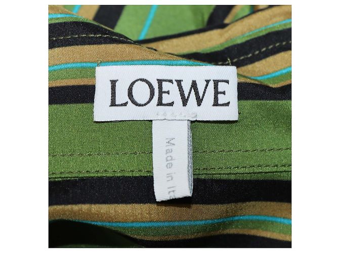 Camicia lunga in seta a righe verde Loewe - vista 5