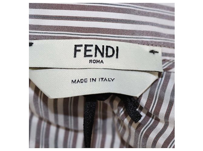 Crop Top de Seda a Rayas Blanco/Gris Fendi - vista 5