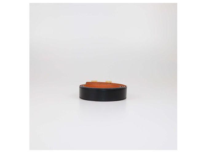 Hermès Cinto reversível Hermes Black/Orange em couro Box Calf e Togo com fivela H Preto Laranja - vista 3