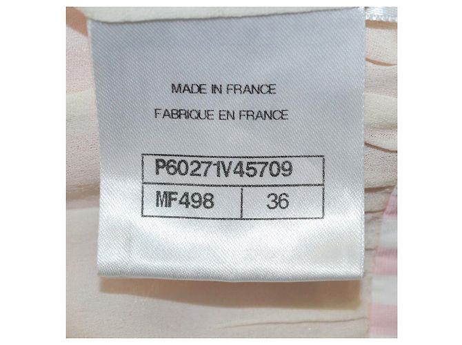Tops sin mangas Chanel de algodón a rayas rosa/blanco con cintura fruncida - vista 6