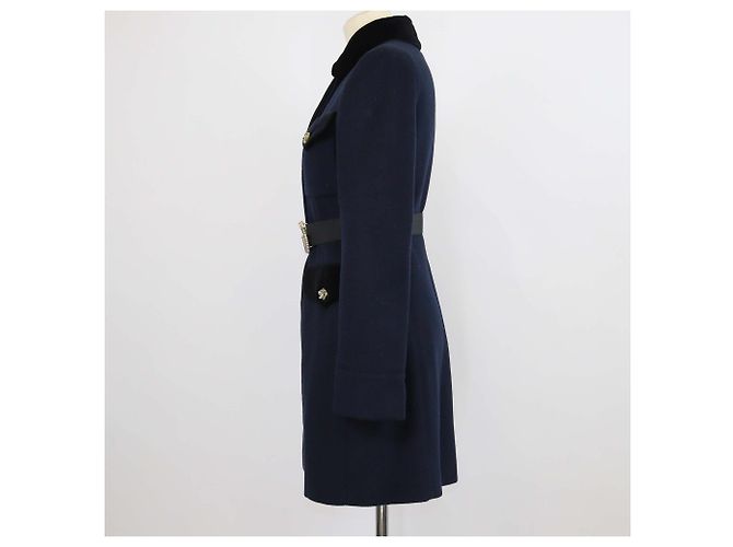 Abrigo con cinturón Rajah de lana azul marino Gucci - vista 2