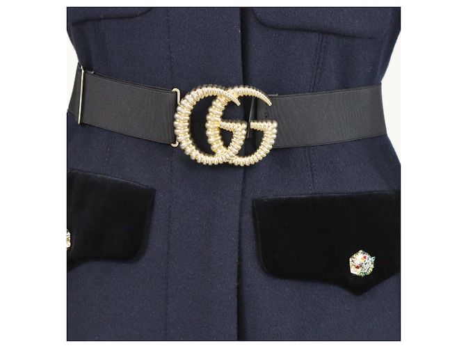 Abrigo con cinturón Rajah de lana azul marino Gucci - vista 4