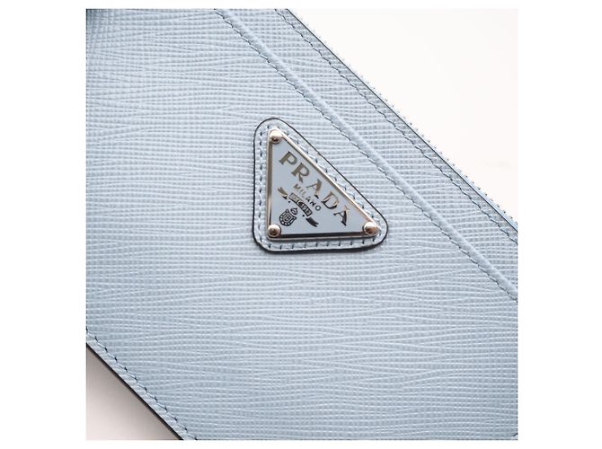 Portacarte Prada Saffiano Triangle 2MC084 Blu Uomo - vista 4