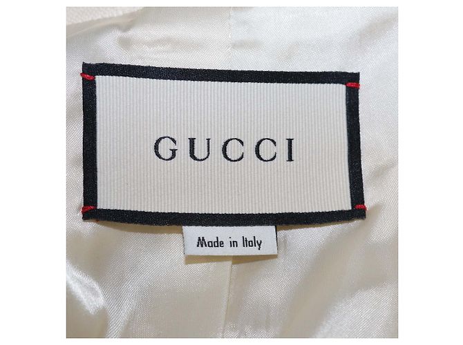 Casaco Gucci de peito único em algodão e lã creme Cru - vista 5