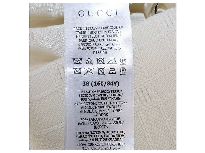 Casaco Gucci de peito único em algodão e lã creme Cru - vista 6