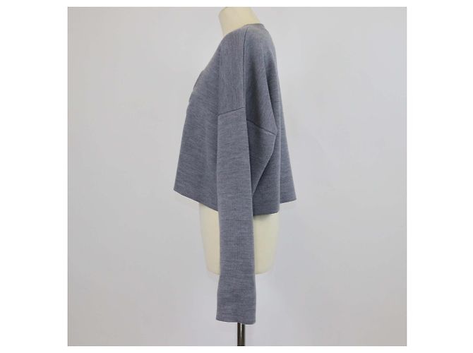 Loewe grauer Crop-Pullover aus Wolle mit geprägtem Anagram - Ansicht 2