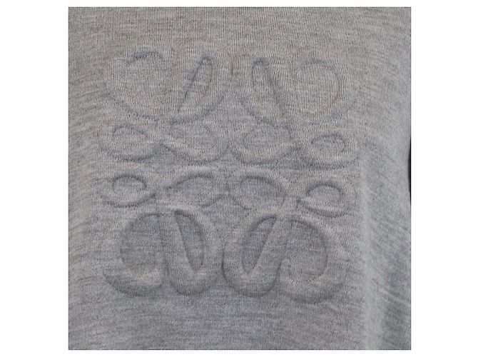 Loewe grauer Crop-Pullover aus Wolle mit geprägtem Anagram - Ansicht 4