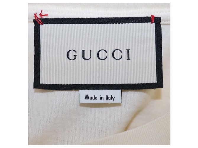 T-shirt Gucci creme de algodão com patch de cão e cristais Cru - vista 5