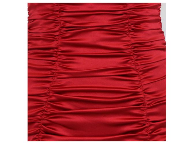 Vestido midi sem mangas drapeado em seda vermelha Dolce & Gabbana Vermelho - vista 4