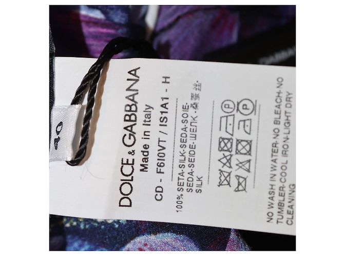 Dolce & Gabbana Purple Silk Anemone Print Belted Midi Dress - view 6