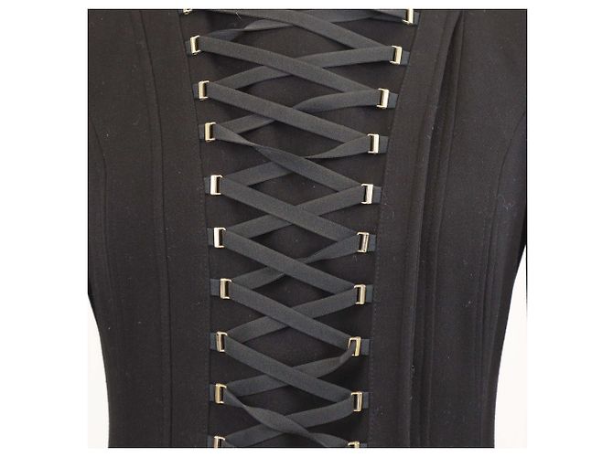 Manteau en jersey noir avec détails à lacets Elisabetta Franchi - vue 4