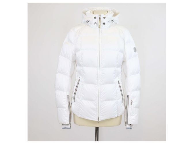 Bogner x Goan Thylmann Nylon Puffer Logo Patch Double Zip Hoodie Jacke in Weiß - Ansicht 2