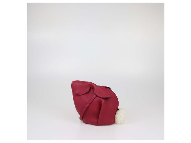Bolsa Tiracolo Mini Bunny Loewe em couro vermelho e pele de carneiro Rosa - vista 2