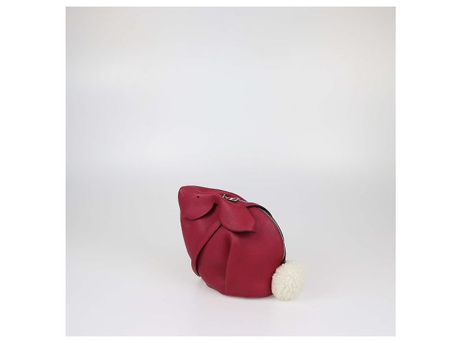 Bolsa Tiracolo Mini Bunny Loewe em couro vermelho e pele de carneiro Rosa - vista 3